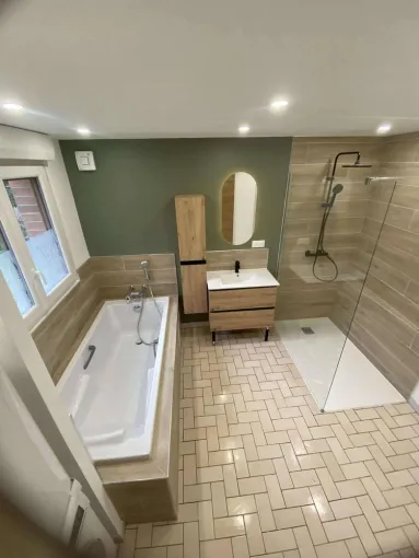 Réalisation complète salle de bain à Valenciennes., Crespin, BJ Bat Concept